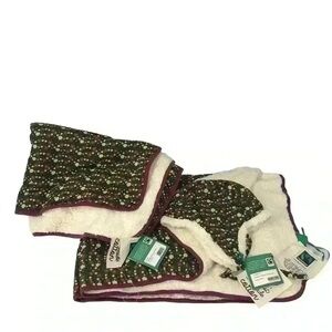 LITTLE GREEN RADICALS ORGANIC COTTON SHERPA BLANKET & CAP SET 1-3T WOODLAND NWT